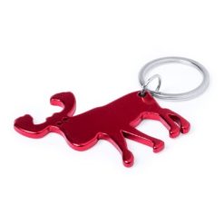 Portachiavi personalizzati, apribottiglie "alce" rosso, alluminio, 5,5 x 5,3 x 0,3 cm