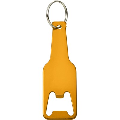 Portachiavi personalizzati, apribottiglie bottiglia giallo, metallo,  alluminio, 9 x 3 x 0,3 cm