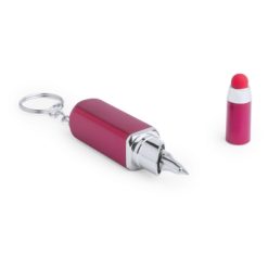 Portachiavi personalizzati "rossetto", penna, touch pen rosso, ABS, 1,6 x 7,2 x 1,6 cm