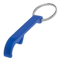 Portachiavi personalizzati, apribottiglie blu scuro, alluminio, 5,5 x 1 cm