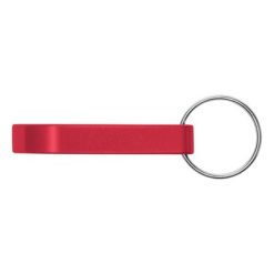 Portachiavi personalizzati, apribottiglie rosso, alluminio, 5,5 x 1 cm