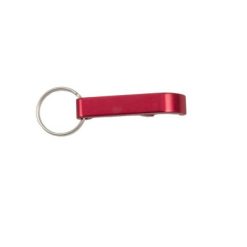 Portachiavi personalizzati, apribottiglie rosso, alluminio, 5,5 x 1 cm