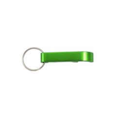 Portachiavi personalizzati, apribottiglie verde, alluminio, 5,5 x 1 cm