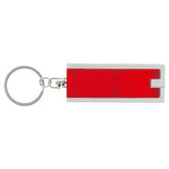 Portachiavi personalizzati, 1 luce LED rosso, plastica, metallo, 6 x 2,5 x 0,5 cm