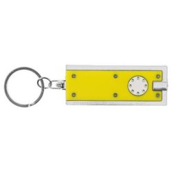 Portachiavi personalizzati, 1 luce LED giallo, plastica, metallo, 6 x 2,5 x 0,5 cm