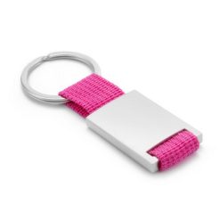 Portachiavi personalizzati con badge in metallolo rosa, metallo, poliestere, 2,8 x 6,5 x 0,4 cm