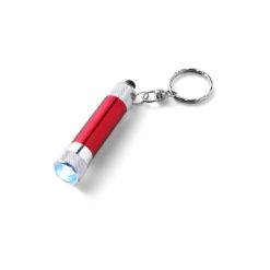 Portachiavi personalizzati, 1 luce LED rosso, alluminio, metallo, Ø1,5 x 10,5 cm