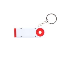 Portachiavi personalizzati, gettone da spesa, torcia LED rosso, ABS, 2,5 x 7 x 1 cm