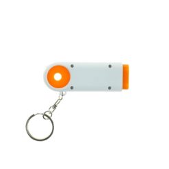 Portachiavi personalizzati, gettone da spesa, torcia LED arancione, ABS, 2,5 x 7 x 1 cm