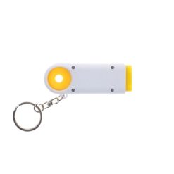 Portachiavi personalizzati, gettone da spesa, torcia LED giallo, ABS, 2,5 x 7 x 1 cm