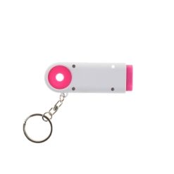 Portachiavi personalizzati, gettone da spesa, torcia LED rosa, ABS, 2,5 x 7 x 1 cm