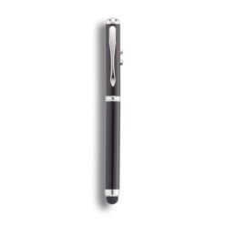 Penna 4 in 1, touch pen, puntatore laser, torcia, nero, INOX, 12,0 x Ø 0,8 cm.