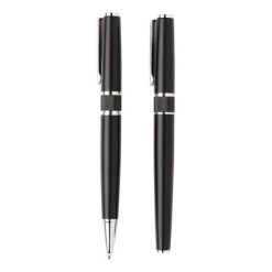 Set da scrittura personalizzato Swiss Peak, nero, acciaio, ottone, 13,7 x Ø 1,1 cm