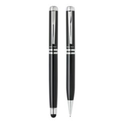 Set da scrittura personalizzato Swiss Peak, penna a sfera, nero, argento, metallo, 14,0 x Ø 1,1 cm