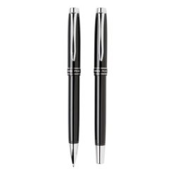 Set da scrittura personalizzato Swiss Peak Heritage, penna a sfera, nero, argento, Brass, Steel,