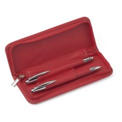 Set scrittura personalizzato, penna a sfera e penna roller, rosso, metallo, PU, 16,7 x 6,6 x 2,3 cm