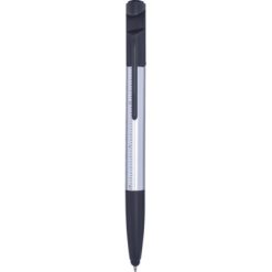 Penne personalizzate multifunzionali 6 in 1, touch pen, supporto per telefono, gomma, righello, cacciavite, nero, ABS, Ø 1,5 x 15,5 cm