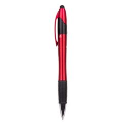 Penne personalizzate, touch pen, rosso, plastica, gomma, 14,5 x 1,2 x 1,7 cm