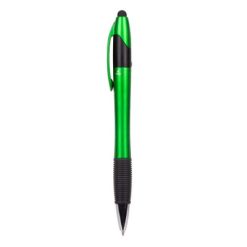 Penne personalizzate, touch pen, verde, plastica, gomma, 14,5 x 1,2 x 1,7 cm