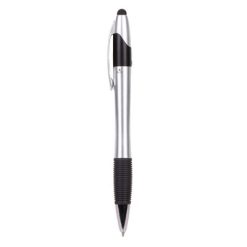 Penne personalizzate, touch pen, argento, plastica, gomma, 14,5 x 1,2 x 1,7 cm