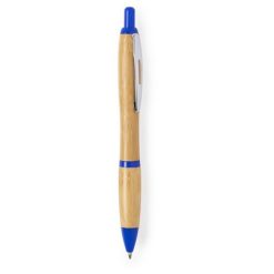 Penna in bambù personalizzata, blu, bambù, Ø1,3 x 14,2 cm