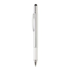 Penne personalizzate multifunzionali 5 in 1, righello, livella a bolla, cacciavite, touch pen, grigio, nero, ABS, 1.4 x 15