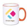 Tazza personalizzata con stampa con manico e bordo colorati - arancione 300 ml, Diam 8 cm, Alt(h) 9,5 cm